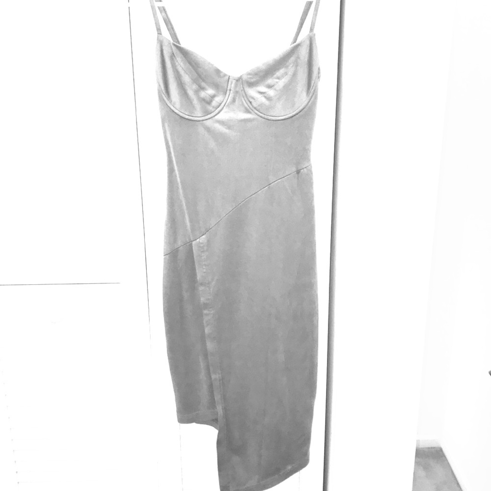 Grey asymmetrical midi dress